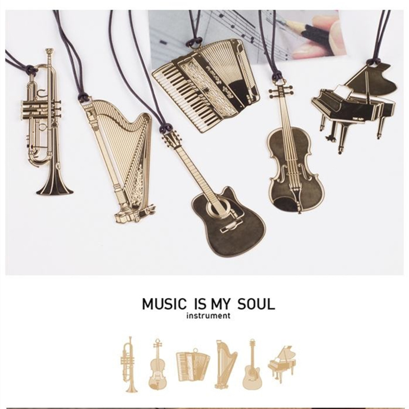 Musical Instrument Symbols - Marcapáginas de Metal para música, instrumento