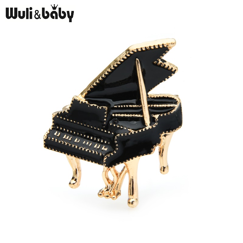Musical Instrument Symbols - Broches de Piano esmaltados negros Wuli